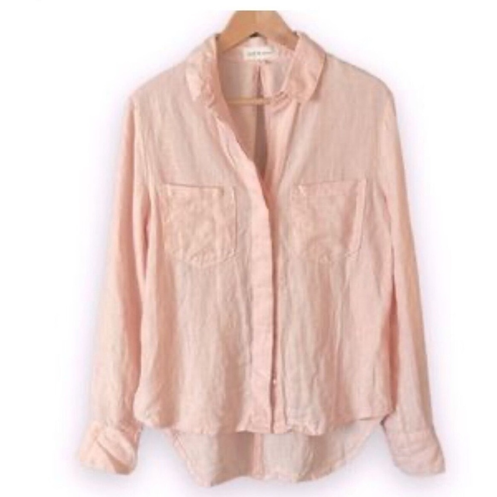 Cloth and Stone Women’s Peach Button Up Linen Shirt. Size XS